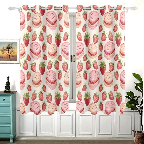 Strawberry Cakes Curtains Black Out Curtains for Sliding Glass Doors Bedroom Living Room Bathroom 2 Panels Set