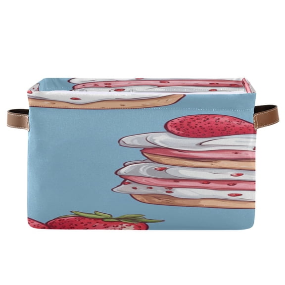 Strawberry Cakes with Cream Cute Square Storage Bins with Handles Collapsible Containing Box 1 Pack