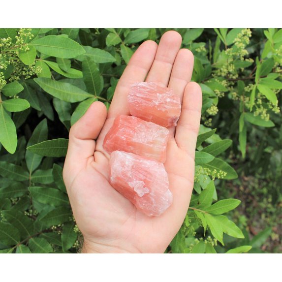 Strawberry Calcite Rough Natural Stones: Choose How Many, Raw Strawberry Calcite