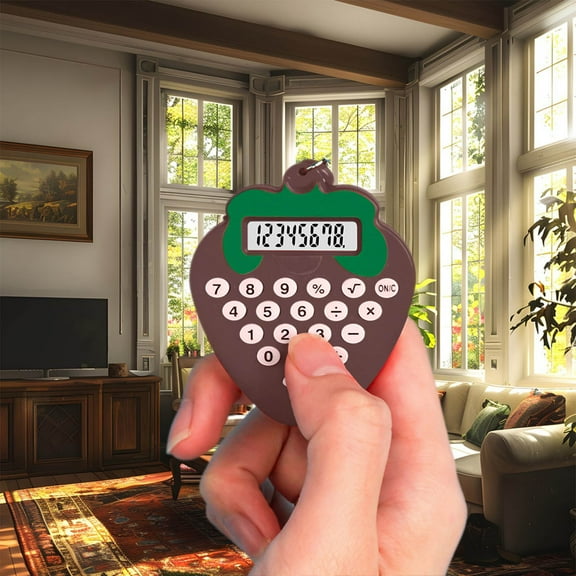 Strawberry Calculator Portable Cute Pocket Keychain Calculator Key Ring Tiny Mini Electronic Calculator For Home Students School Supplies