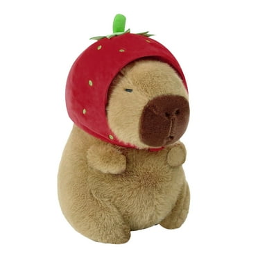 Strawberry Capybara Plush Toy, 9.8" Soft Stuffed Animal, for all ages