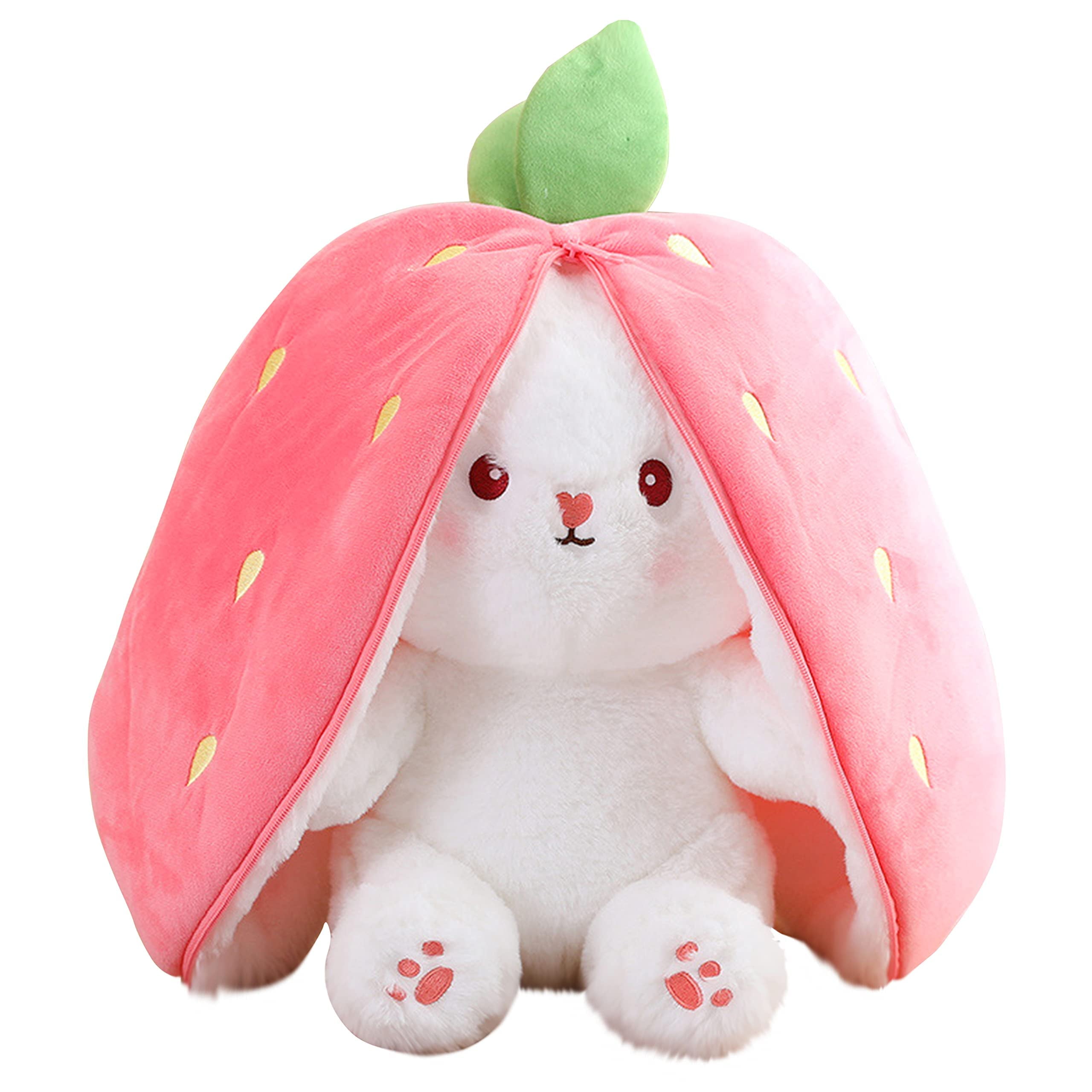 Strawberry and Carrot Reversible Bunny Plush,Bunny Stuffed Animal Plush