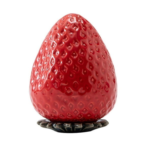 Strawberry Ceramic Storage Jar - Cute Airtight Food Container for Tea, Sugar, Coffee & Spices - Decorative Kitchen Canister with Seal-Tight Lid - Pantry Organizer & Gift