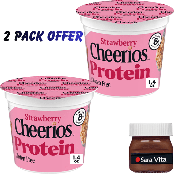 Strawberry Cheerios Protein, Breakfast Cereal Cup, Gluten Free, Single Serve, 1.4 oz