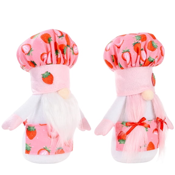Strawberry Chef's Hat Gnomes - Cute Soft Decor for Home, Office or Garden - Perfect for Spring Decoration and Festive Atmosphere
