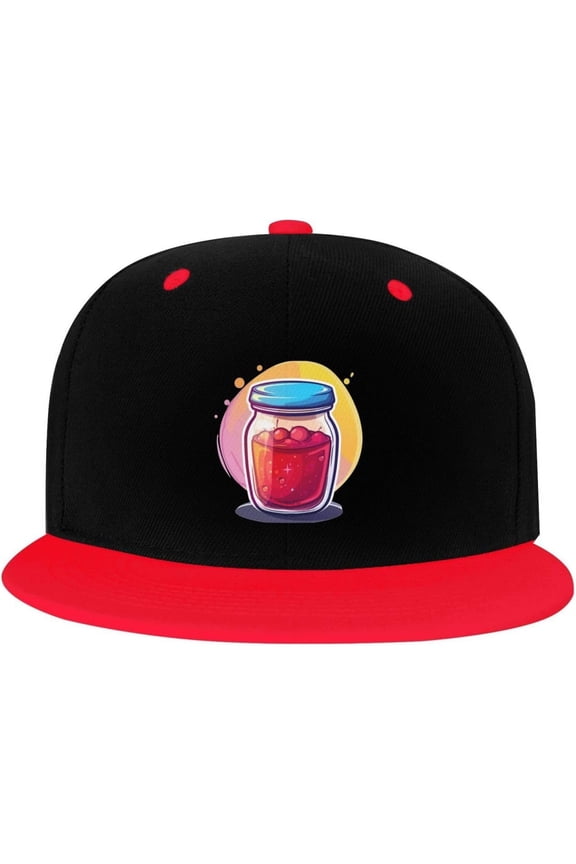 Strawberry Cherry Jam Hip Hop Hat Two Tone Flat Bill 6 Panel Cap Unisex