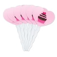 thumbnail image 1 of Strawberry Chocolate Cupcake Love Heart Heart Love Cupcake Picks Toppers Decoration Set of 6, 1 of 6