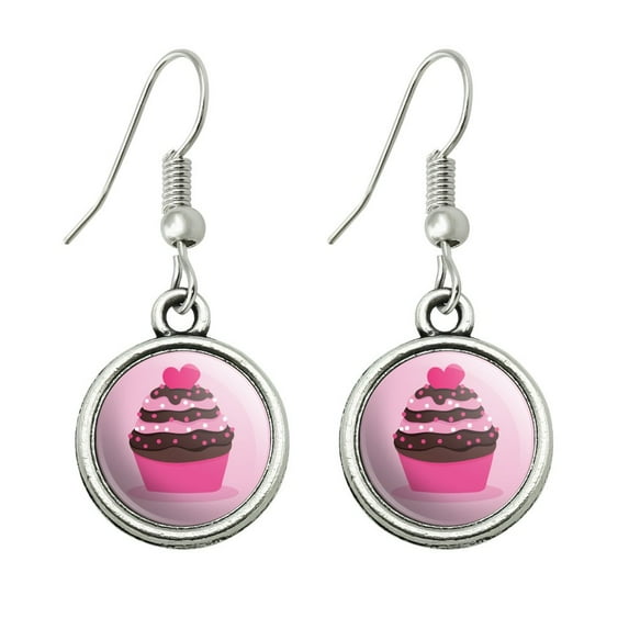 Strawberry Chocolate Cupcake Love Heart Novelty Dangling Drop Charm Earrings