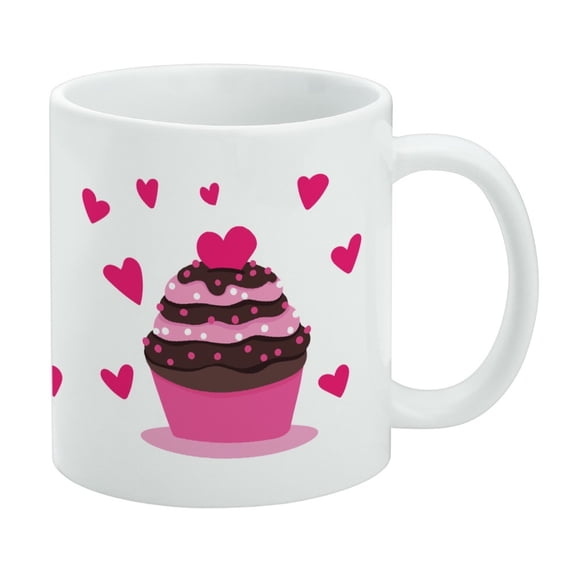 Strawberry Chocolate Cupcake Love Heart White Mug