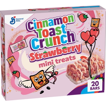 Cinnamon Toast Crunch, Strawberry Mini Treats, Valentine's Day, 20 Bars, 10 oz
