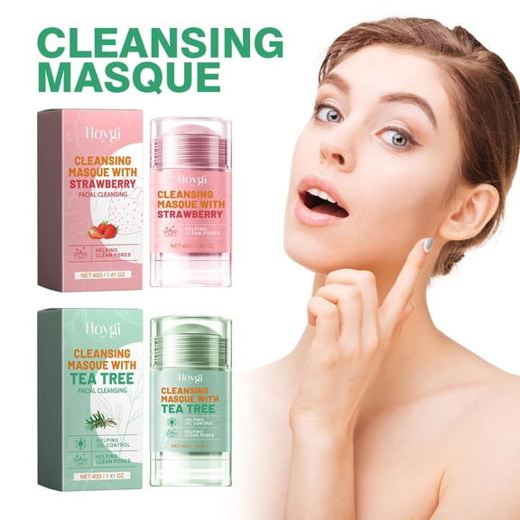 Strawberry Clay Mask Stick Deep Cleansing Pores, Reducing Acne, Pimples, Tightening, Smoothing Skin Mask Stick