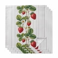 thumbnail image 1 of Strawberry Cloth Napkins, Vintage Green Botanical Spring Floral Washable and Reusable Dinner Napkins Set of 4, Table Napkin for Kitchen Party Birthday Wedding Hotel Housewarming 20"x20", 1 of 9