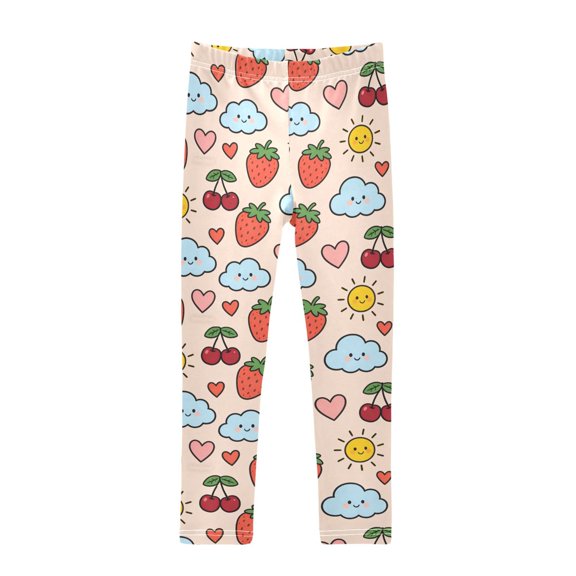 Strawberry Cloud Cherry Printed Leggings Yoga Pants for in 4t to 10t