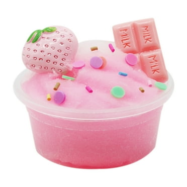 Strawberry Cloud Slime with Crunchy Toppings - Realistic Dessert Toy, Fluffy Butter Slime Pack with Colorful Sprinkles, Non-Sticky for Kids Ages 3-5, Peach Slime Fun