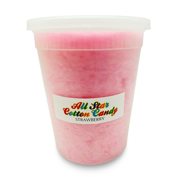 Strawberry Cotton Candy – Sweet, Fluffy Treat in a 32 oz Tub (2.6 oz Cotton Candy Inside)