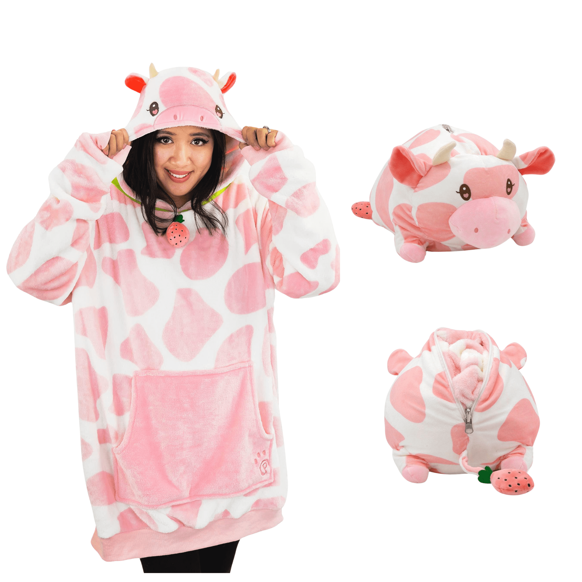 Strawberry Cow Snugible 2 in 1 Blanket Hoodie Pillow Walmart