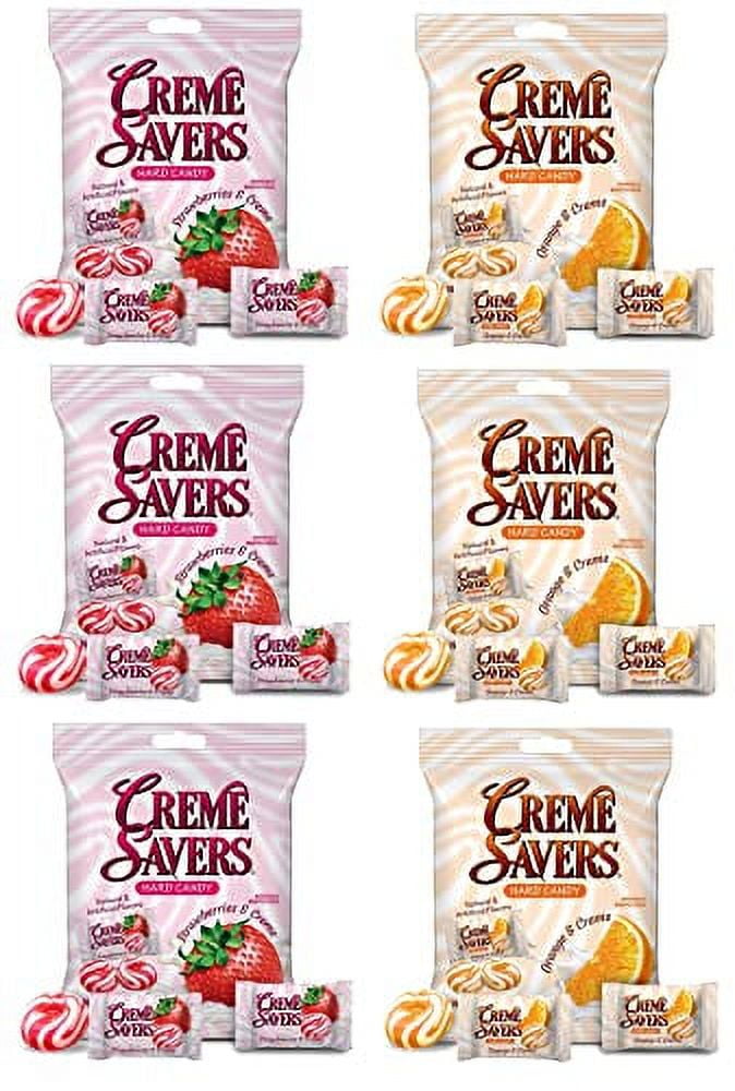 Creme Savers Strawberry and Creme Orange and Creme Hard Candy 6 Bag Variety Bundle | The Original Classic Creme Savers | Six Bag Variety Pack - 37.5oz Total Included