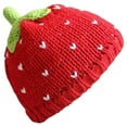 thumbnail image 1 of Strawberry Crochet Hat Handwoven Warm Knit Hat for Women Soft Loose Cute Winter Cozy Accessory, 1 of 7