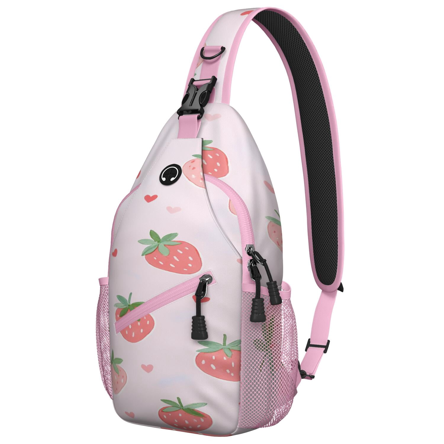 Strawberry Crossbody Sling Bag for Women Men Travel Bag Trendy Sling Backpack AntiTheft Sling Shoulder Bag