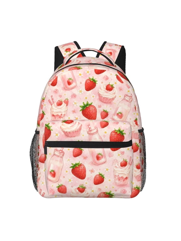 Strawberry Cupcake Backpack Lightweight Travel Bag for Men and Women