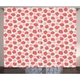 thumbnail image 1 of Ambesonne Strawberry Curtains 2 Panel Set, Retro Style Print, 108" x 63", Dark Coral Pale Pink, 1 of 3