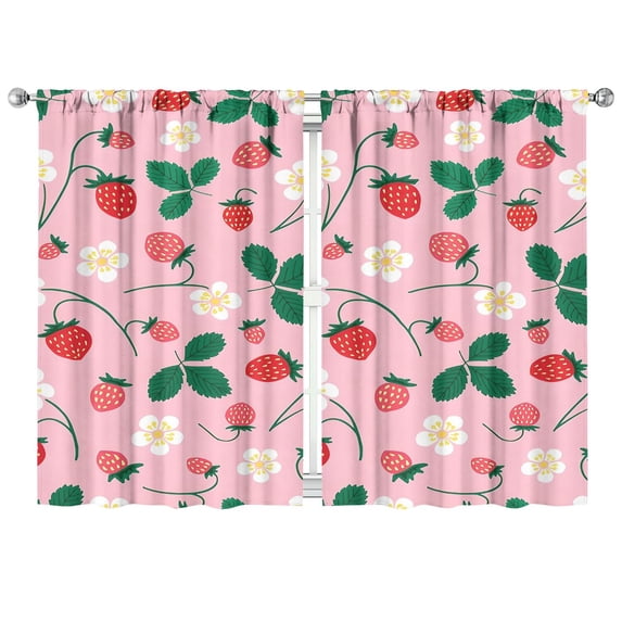 Strawberry Curtains-blackout Curtains Bedroom Decor Living Room Darkening Grommet Window Drapes 2 Panels Set 41"x63"