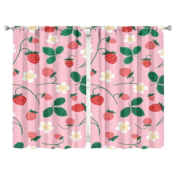 Strawberry Curtains-blackout Curtains Bedroom Decor Living Room Darkening Grommet Window Drapes 2 Panels Set 52"x 84"