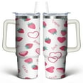 thumbnail image 1 of Strawberry Cute 30 Oz Tumbler with Handle Lid and Straw, Stainless Steel Double Walled Vacuum Insulated Cup, Cute Anniversary Wedding Birthday Gifts Tumbler for Women Men Friends Outdoor Indoor, 1 of 1