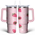 thumbnail image 1 of Strawberry Cute 30 Oz Tumbler with Handle Lid and Straw, Stainless Steel Double Walled Vacuum Insulated Cup, Cute Anniversary Wedding Birthday Gifts Tumbler for Women Men Friends Outdoor Indoor, 1 of 1