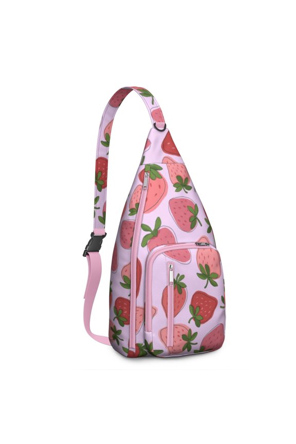 Strawberry Cute Sling Backpack Small Travel Backpack for Women Men Unisex