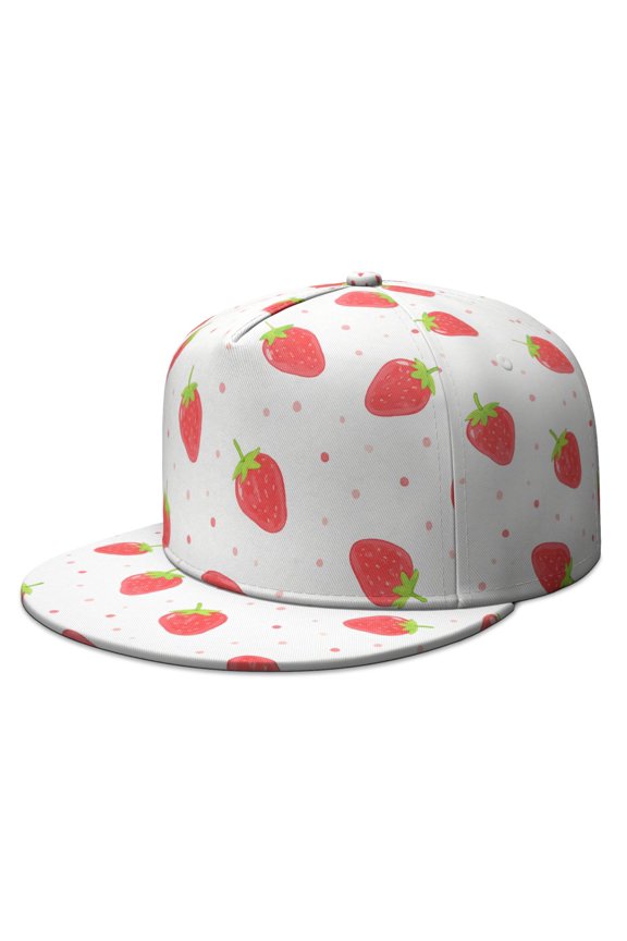 Strawberry Cute Snapback Hat Hip Hop Style Colorful Flat Bill Hats Teens Adjustable Baseball Cap for Social Gatherings
