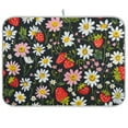 thumbnail image 1 of Strawberry Daisy Floral Dish Drying Mats Kitchen Mat Microfiber Counter Absorbent Dish Pad Drainer Rack 16"x18", 1 of 7