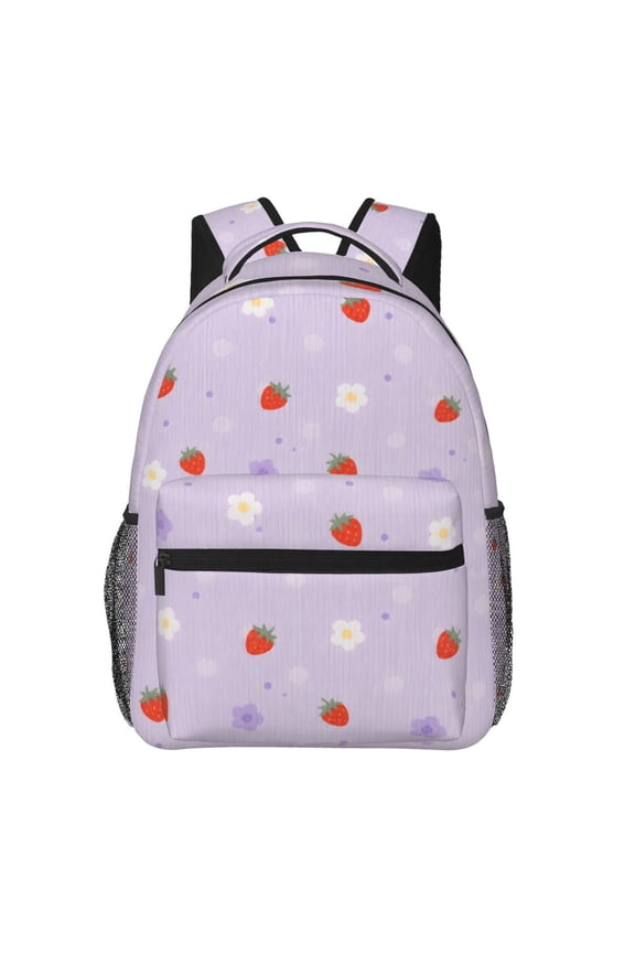 Strawberry Daisy Lavender Lightweight Casual Backpack Travel Daypack for Women Men Work Picnic Gift