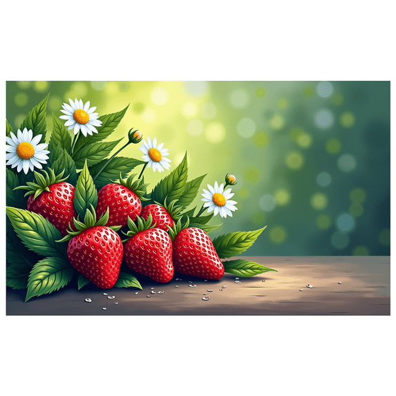 Strawberry Daisy Themed Banner Background Decor Party Supplies for Garden Parties Summer Gatherings Picnics and Photography Props