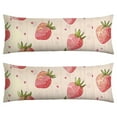 thumbnail image 1 of Strawberry Delight Throw Pillow Cover Cute Red Berries & Green Leaves, Retro Print, DoubleSided Velvet for Farmhouse, Cottage Decor, 1 of 5