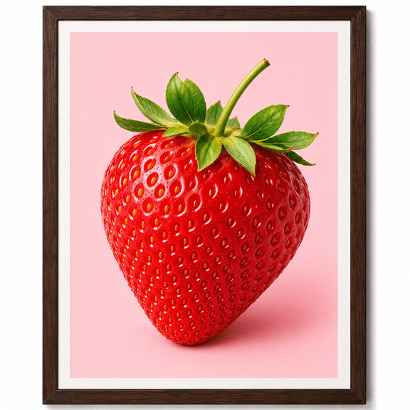 Strawberry Digital Printed Art Print Framed Wooden Glass Wall Decor 40x30 CM | Heavy 200+ GSM Paper Artwork for Home Office Decoration & Gift