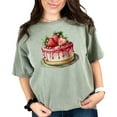 thumbnail image 1 of Strawberry Drip Cake T-Shirt, Cute Strawberry Dessert Tee, Delicious Dessert Shirt, Sweet Cake Lovers Tee, Tasty Cake Illustration Top, Moss Comfort Colors T-Shirt, 3XL, 1 of 1