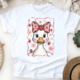 thumbnail image 1 of Strawberry Duck Shirt for Women and Kids, Cute Bow and Blush Face Graphic Tee, White, Size L, 1 of 6