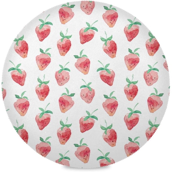 Strawberry, Elastic Fitted Edged Round Tablecloth Fade resistant Anti-Shrink Table Cloth Washable Table Cover for Indoor or Outdoor and anywhere you wanna use it 60"X 60"