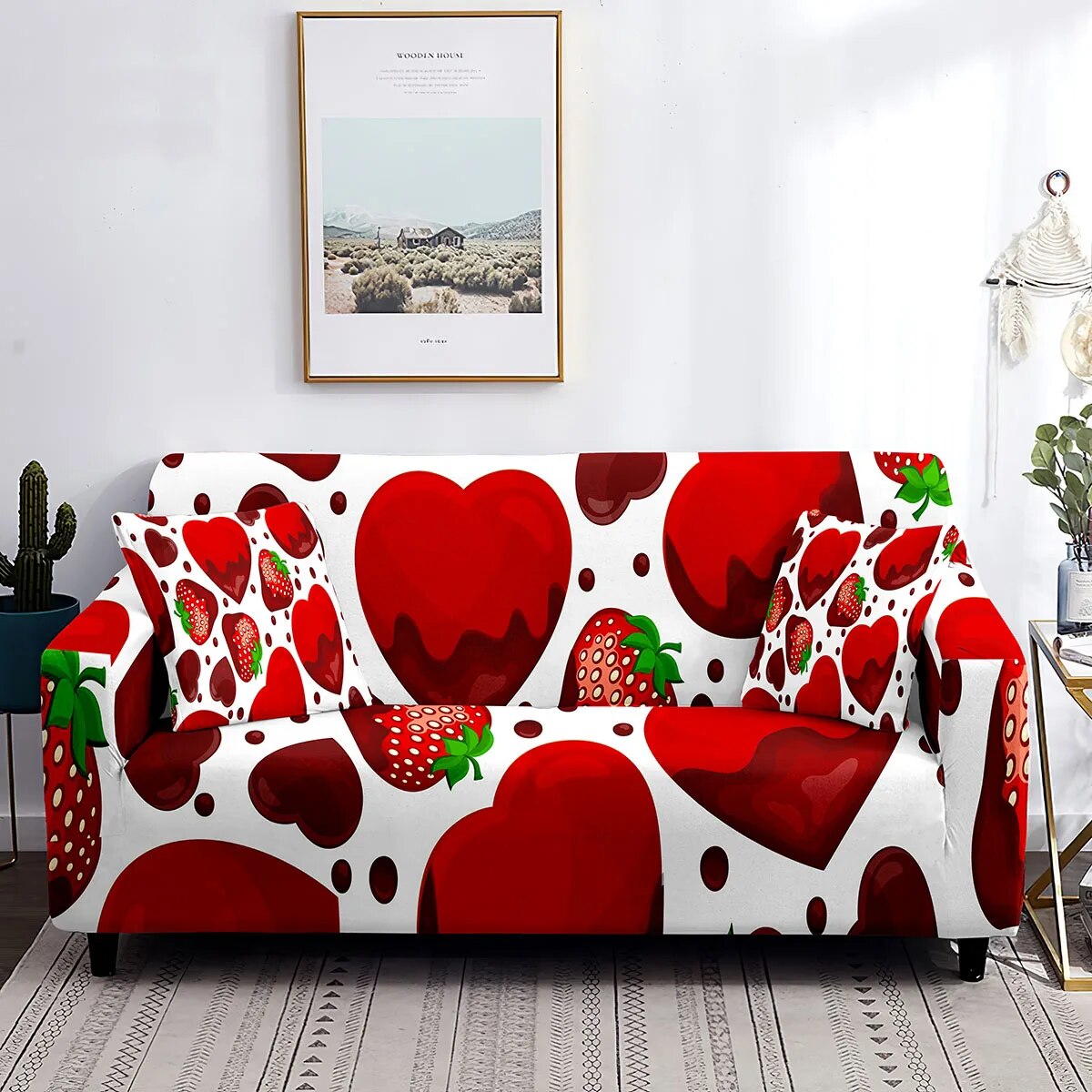 Strawberry Elastic Sofa Cover for Living Room Elastic Couch Cover Fruit ...