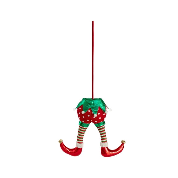 Strawberry Elf Butt Leg Christmas Tree Pick Decoration, Artificial 3D Stuffed Elf Leg Ornament Insert for Christmas Tree, Wreath, Garland, Indoor Holiday Home Party Decor