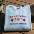 thumbnail image 1 of Strawberry Embroidered Sweatshirt, Life Is Berry Sweet T-Shirt, Strawberry Lovers Crewneck, Summer Fruit Tee For Her, Farmers Market Shirt, 1 of 4