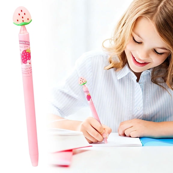 Strawberry Erasable Gel Pen,0.5mm Blue Ink Smooth Writing for Daily Study Journal Note-Taking,1ML,6.69"×0.39",1PC (Pink A)