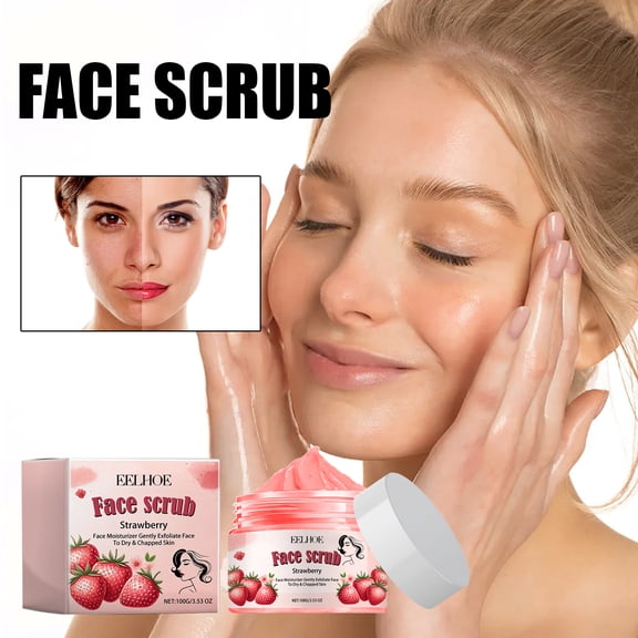 Strawberry Exfoliating Facial Scrub Softens Keratin, Smoothes Skin, Moisturizes, and Enhances Glossiness