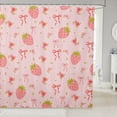 thumbnail image 1 of Strawberry Fabric&nbsp;Shower&nbsp;Curtain Pink Bow Tie Bath&nbsp;Curtain 72"Wx72"L,Princess Silk Ribbon Cute Bowknot Bathroom&nbsp;Accessories,Boho Floral Flowers Pink Kawaii Room Decor, 1 of 6