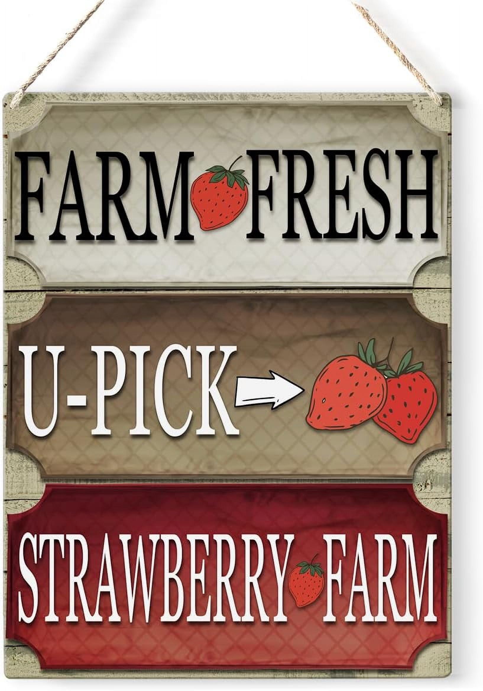 Rustic Strawberry Sign Strawberry Farm Wood Sign Summer Strawberry Wooden Signs Rustic Hanging ...