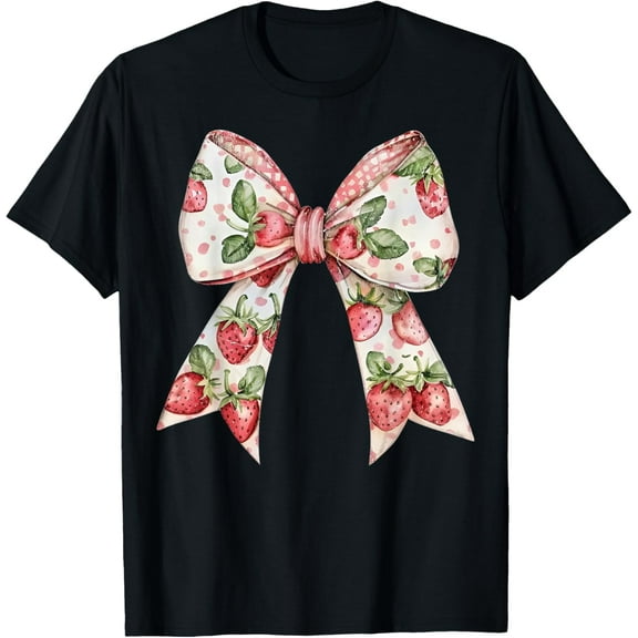 Strawberry Festival Coquette Bow Berry Fruit Season Women T-Shirt100%cotton