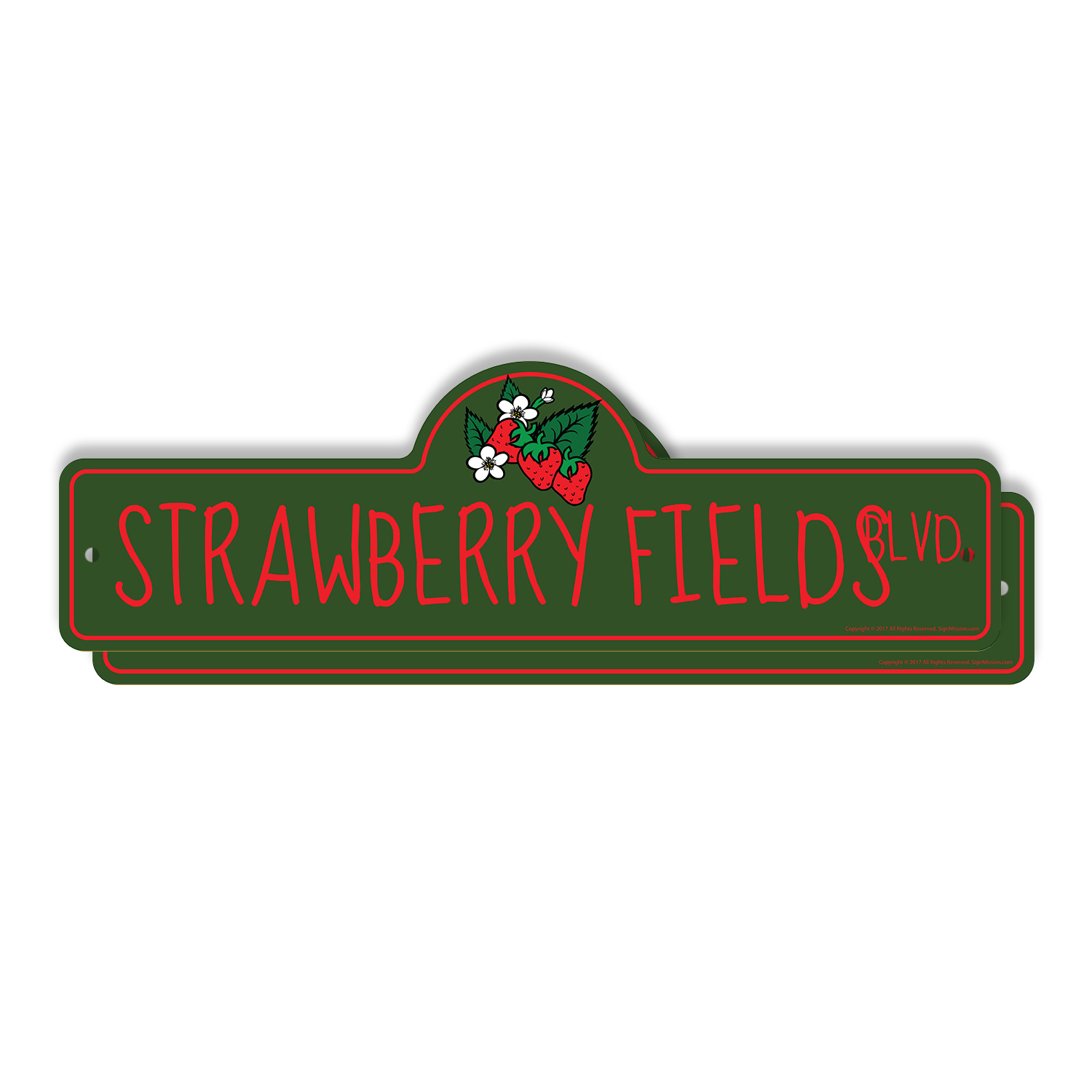 Strawberry Fields (2 Pack) Plastic Street Sign - 6 Inch X 18 Inch Gift ...