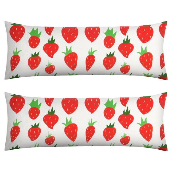 Strawberry Fields Body Pillow Cover 20"x54" - Cute Fruity Berry Pattern - Soft Stretchy Machine Washable Zippered Case