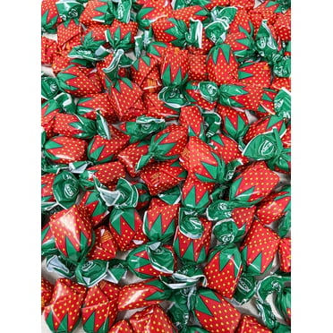 Strawberry Filled Bon Bons  -1.5 lbs of Individually Wrapped Old Fashion Christmas Hard Strawberry Candy Filled With Real Fruit (24oz)